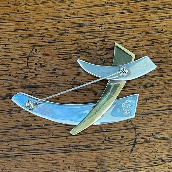 Vintage Mexico TD-62 925 Sterling Silver Brooch Pin Womens Jewelry Minimalist - Picture 2 of 6